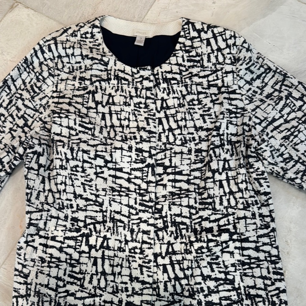 Chico's Black and White Textured jacket size 3